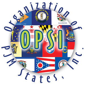 A circle with the words organization of pennsylvania states, inc. In it